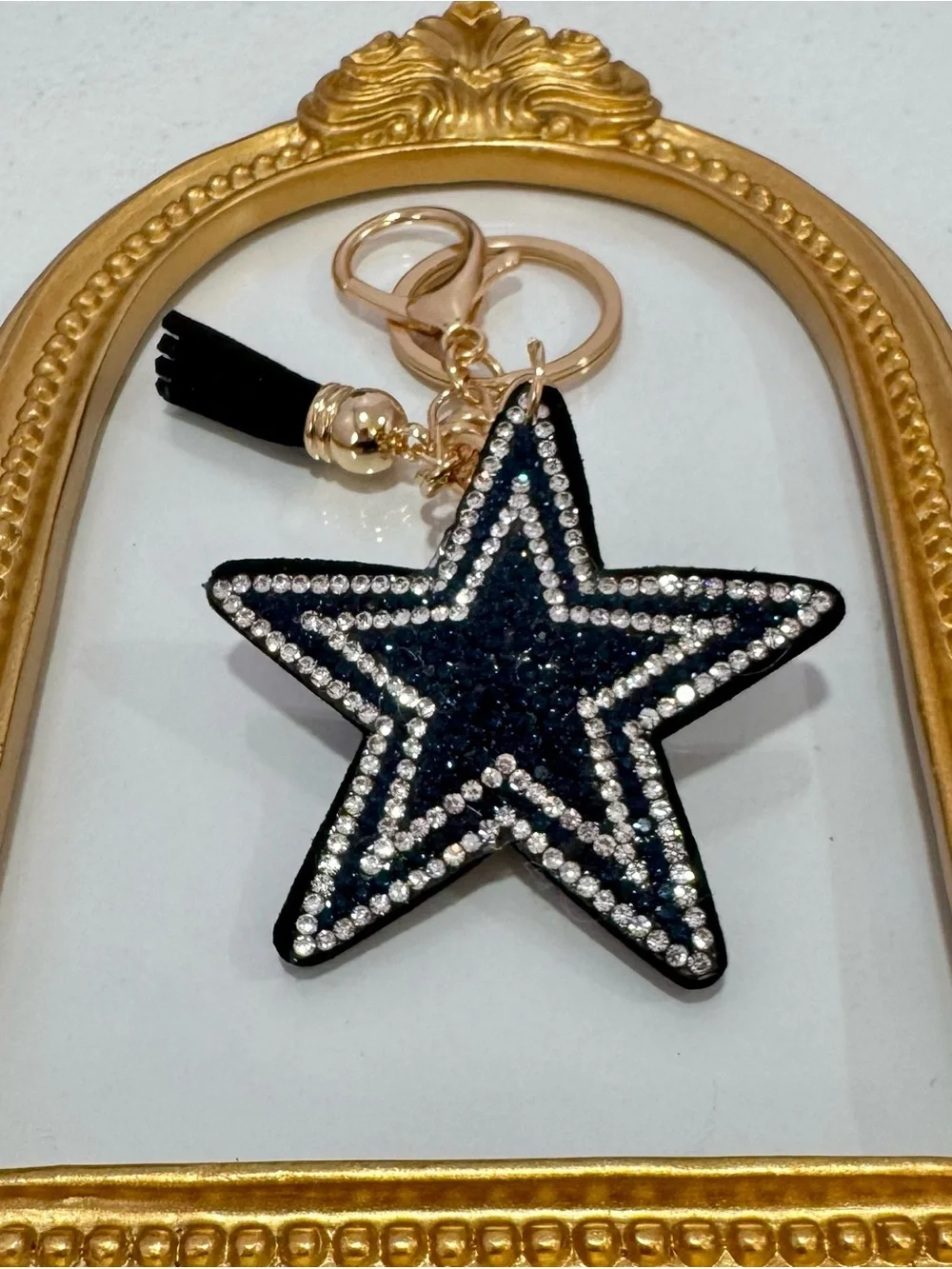 New Dark Blue Crystal Star Keychain